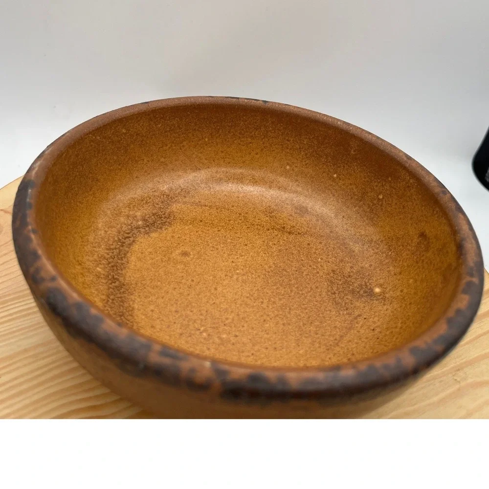 Vintage McCoy Pottery 1413 Brown Speckled Drip Rim Bowls Set 2 USA Canyon Mesa